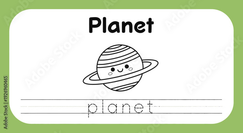 Planet tracing worksheet for kids, space learning