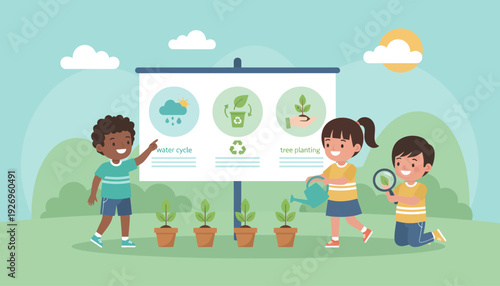Eco-friendly education Young children learn about sustainability and environmental care through interactive visual aids