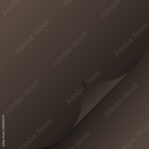 Abstract black and white background with curled paper corner and soft shadow on textured surface