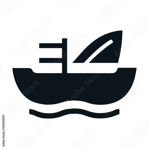 A sleek, modern boat icon with a single sail and a simple hull design.

