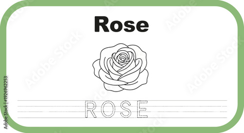 Rose coloring page for kids. Flower outline illustration