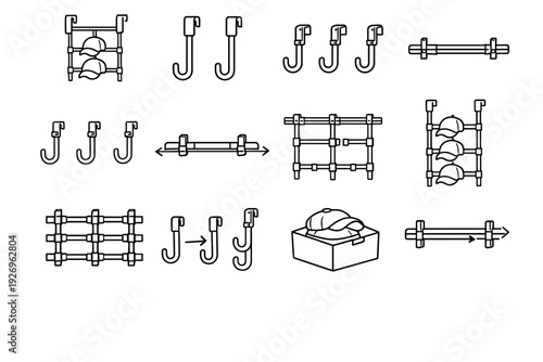 Customizable modular layout icon door organizer concept units form vector rail hat