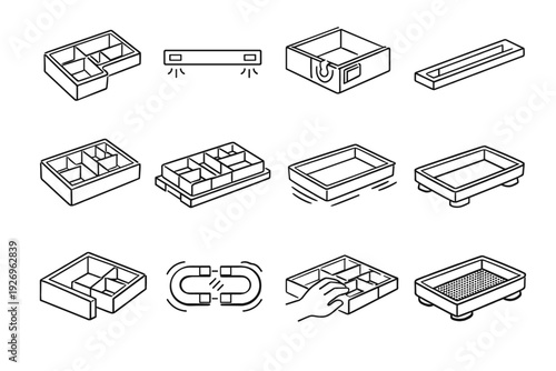 Geometry vector outline icon drawer movable hidden without steel modern corner inserts