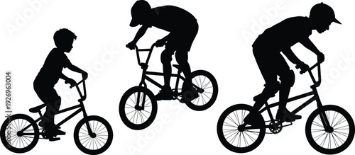 BMX silhouettes, bicycle stunts, riders jumping, cycling tricks, extreme sport, freestyle biking, dynamic motion, outdoor activity, adventure, performance, energy