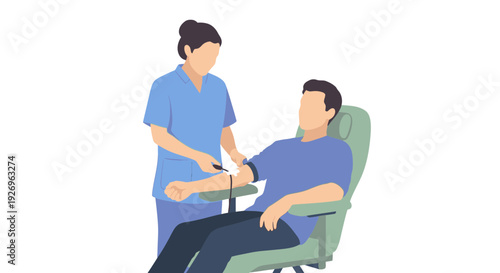 Nurse Taking Blood Sample from Patient in Clinic