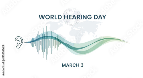 Ear Hearing Sound Wave Awareness Illustration.