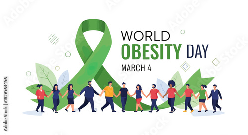 Green Ribbon Symbolizing Obesity Awareness Day.