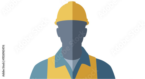 Construction worker icon with hard hat and safety vest