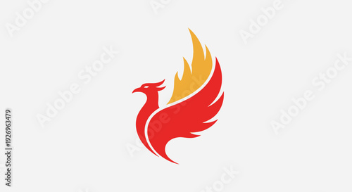Phoenix Bird Logo - Symbol of Rebirth and Fire