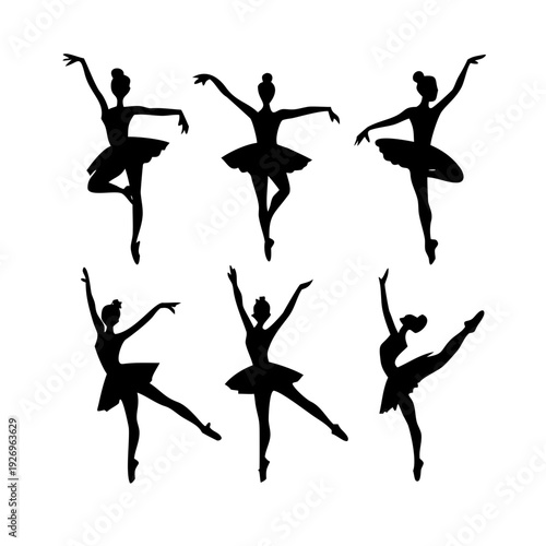 Elegant ballerinas dancing in various graceful poses