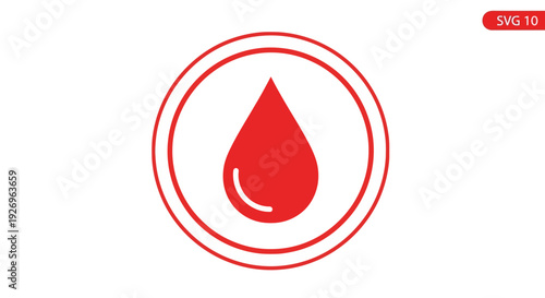 Red Blood Drop Icon in Circle, Medical Symbol