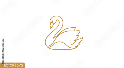 Elegant Golden Swan Logo Icon Vector Art