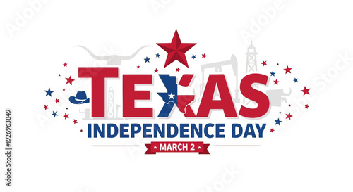 Texas Independence Day Celebration Typography Design.
