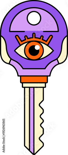 Mystical All Seeing Eye Key Vector Transparent Background Illustration