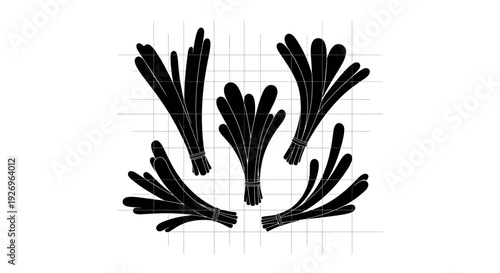 Black whisk designs on a grid background for culinary or baking concepts