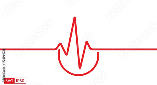 Red heartbeat line on white background, ECG electrocardiogram symbol