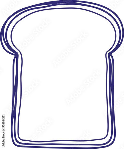 Simple Vector Outline Bread Slice Minimalist Design No Background Transparent Background