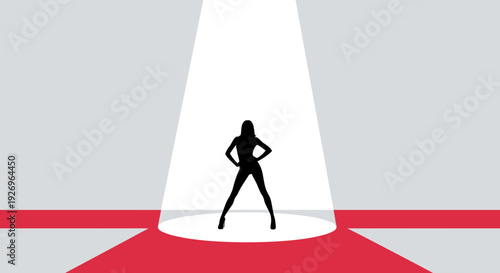 Woman in Spotlight on Red Carpet