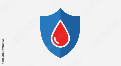 Blood drop shield icon, health protection concept