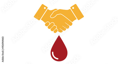 Blood Donation Partnership Icon: Handshake and Blood Drop