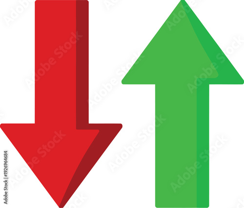 Two arrows pointing in opposite directions, one red and one green.