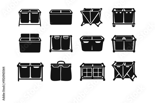 Categorization hamper vector organized container laundry system icon organizer grid separation wash