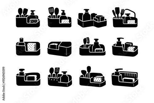 Generation helper image modern solid silhouette compact organizer simple accessory vector caddy