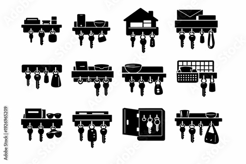 Simple system icon generation image solid organized key zone vector arrival domestic
