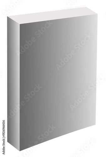Editable vector file mock-up of a thick softcover book standing upright, displaying the front cover, spine, and top view.
