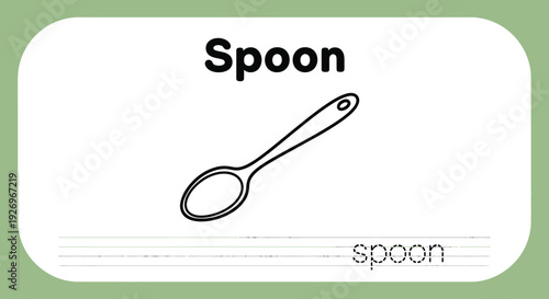 Spoon flashcard for early learning, kitchenware