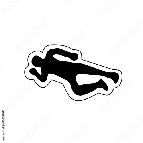 Dead body of crime scene human silhouettes of flat vector symbols, add corpse, victim, murder, death, forensic illustration