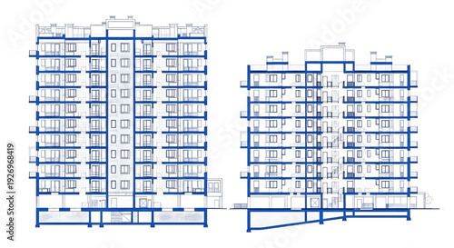 Apartment Development Blueprint Vector – Architectural Building Floor Plan Illustration