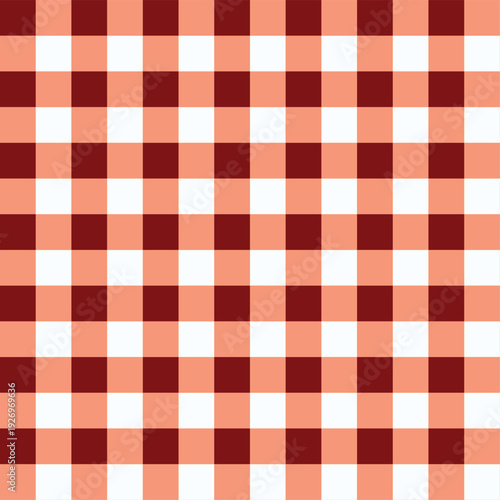 Seamless white red table cloth napkin pattern background with natural textile texture.