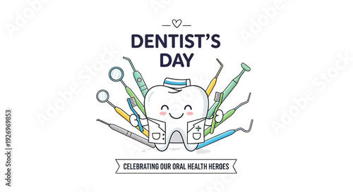 Dentist Day Celebration with Dental Tools.