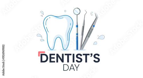 Dentist Day Tooth Dental Tools Illustration Design.