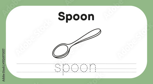 Spoon tracing worksheet for kids learning to write