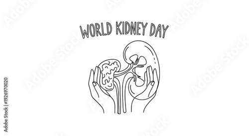 Hands Holding Kidney Illustration World Kidney Day.