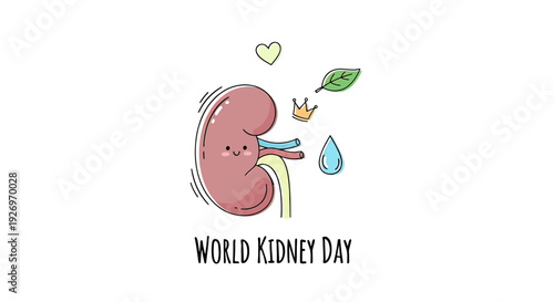 Illustration of a Kidney with Symbols.