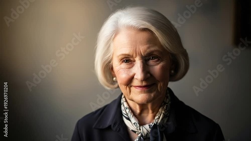 Elegant Senior Woman with Silver Hair Exuding Wisdom and Confidence, Portrait of a Mature Lady with Grace for Lifestyle and Healthcare Promotions