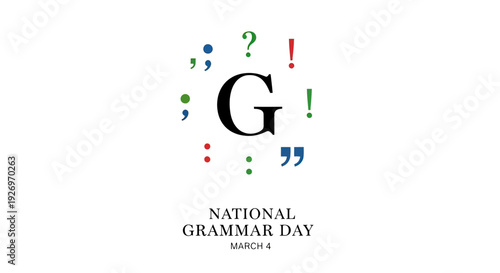 National Grammar Day Celebration with Punctuation Marks.