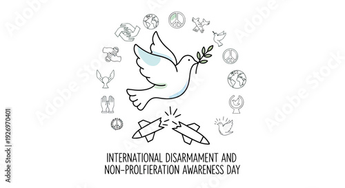 White Dove with Olive Branch Illustration.