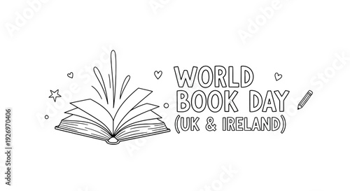 World Book Day Illustration Open Book.