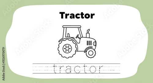 Tractor coloring page for kids. Farm vehicle illustration.