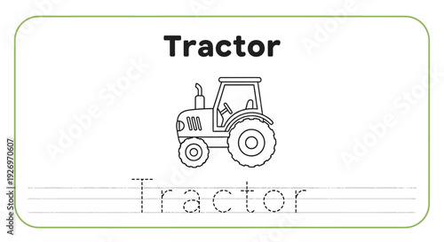 Tractor tracing worksheet for kids learning