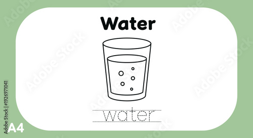 Water glass coloring page for kids. Printable worksheet