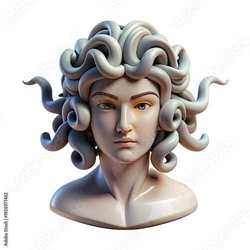 Mesmerizing Medusa Gorgon Marble Statue Showcasing Intricate Details and Lifelike Expression, a Stunning Representation of Classical Art