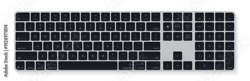 New design bluetooth keyboard isolated on white background.  Realistic detailed vector illustration