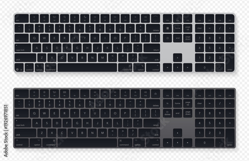 New and old design bluetooth keyboard isolated on transparent background.  Realistic detailed vector illustration