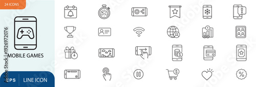 Collection of various mobile app icons and symbols