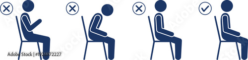 Four seated figures showing correct and incorrect posture